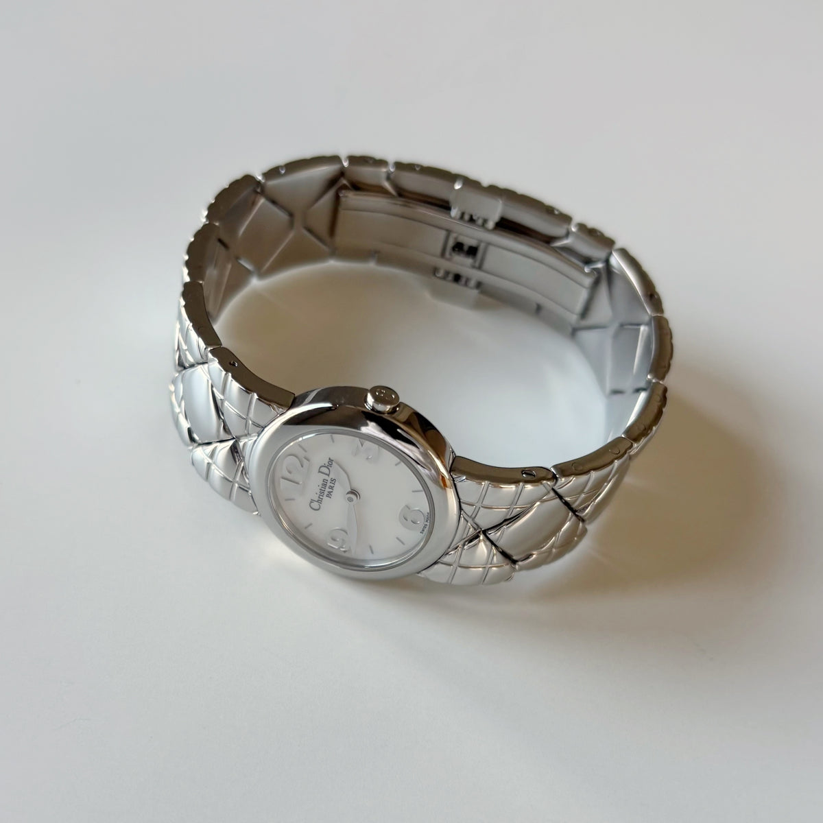Dior 1990s Seashell Round Dial Stainless Steel Watch
