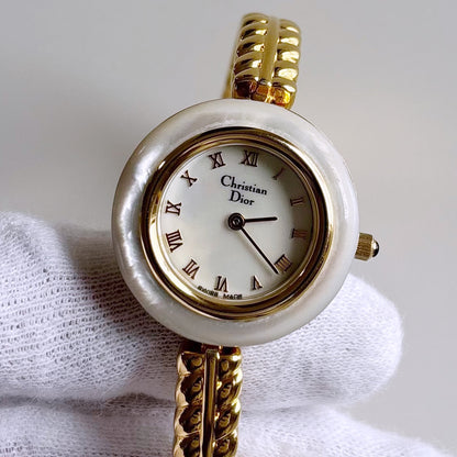 Dior 1990s Interchangeable Bezel Gold Plated Watch with 3 bezels