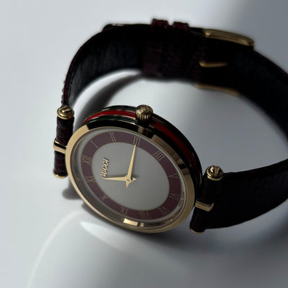 Gucci 1990s Round Dial Red Gold Plated Watch (Large)