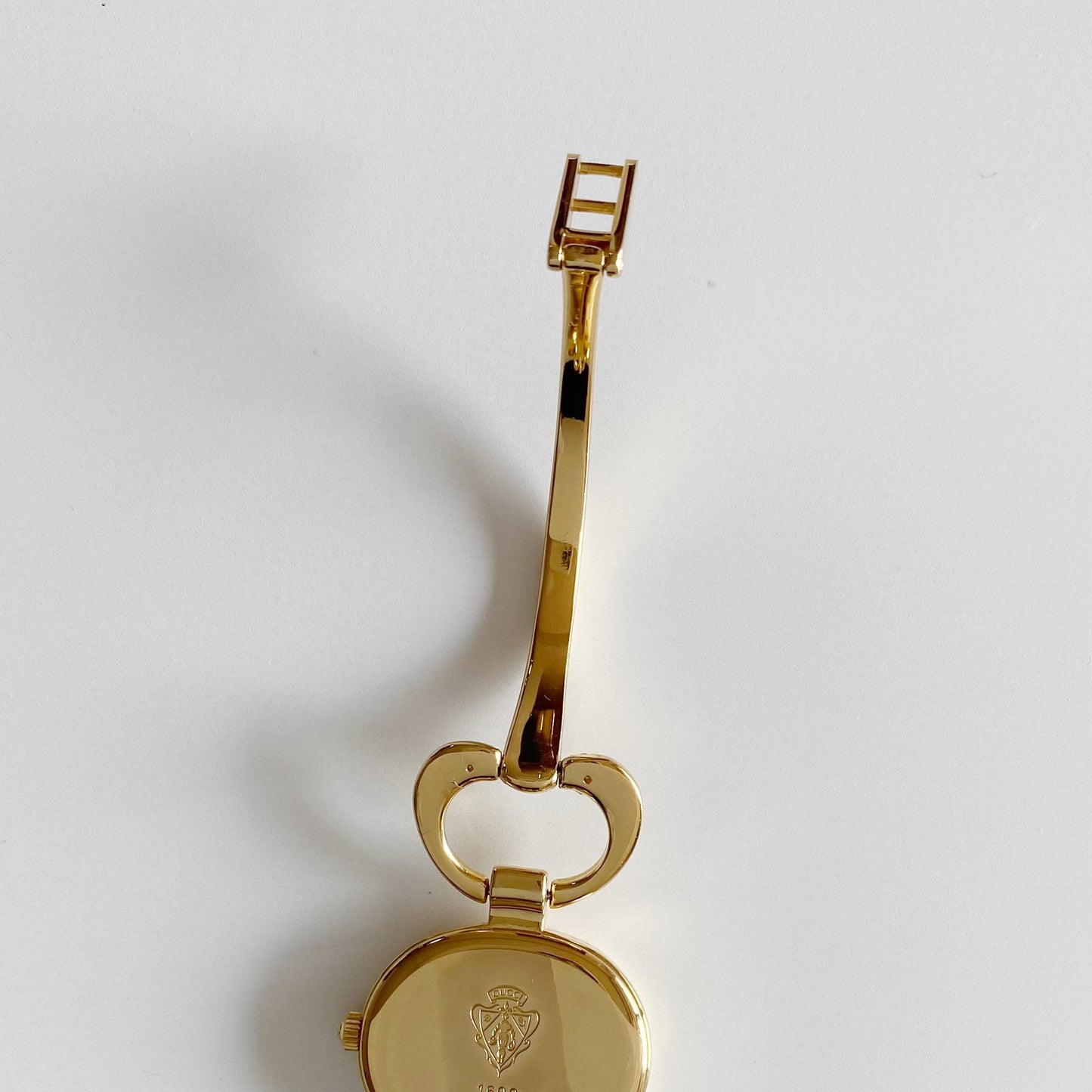 Gucci 1990s Black Dial Gold Plated Bangle Watch