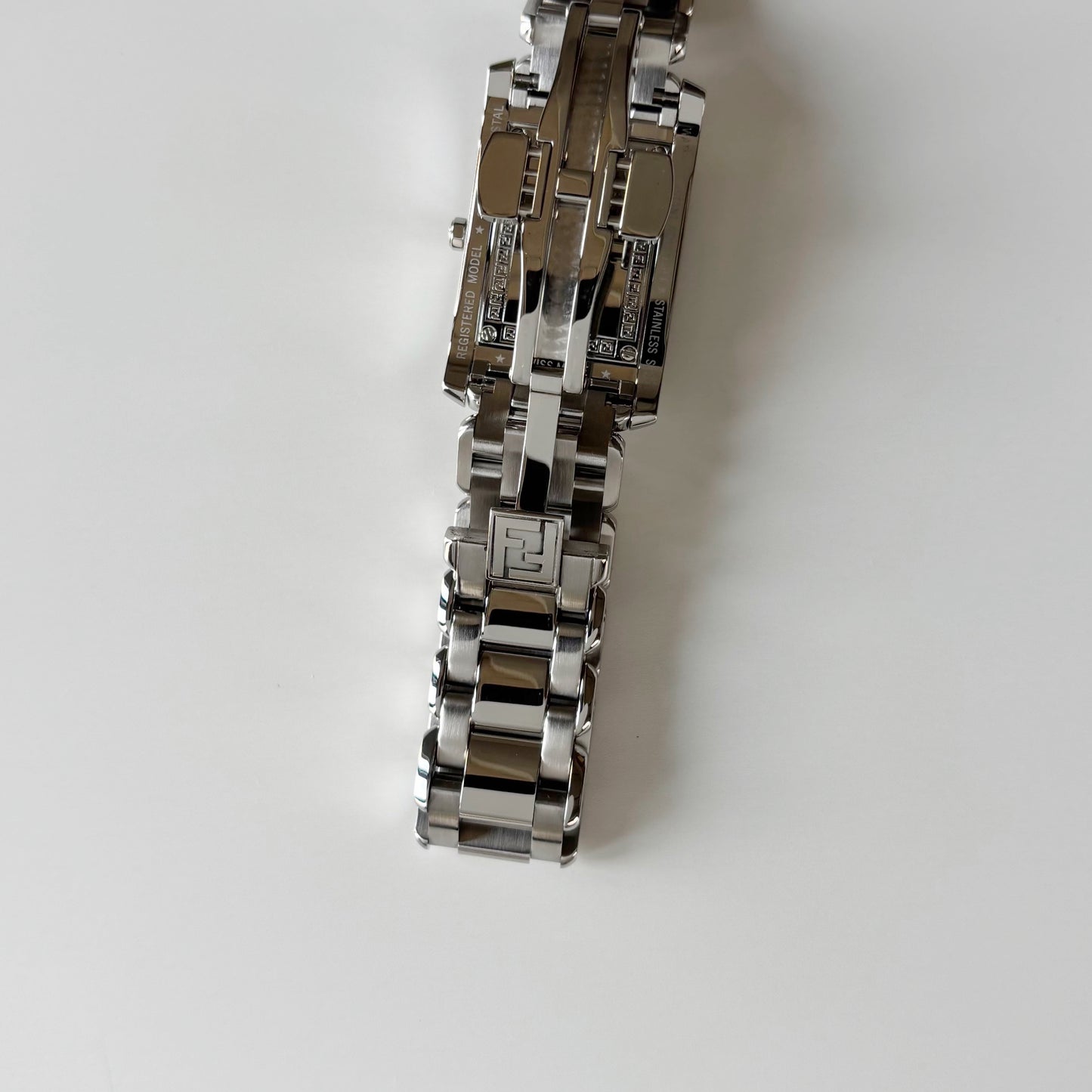 Fendi 1990s Seashell Dial Stainless steel Tank Watch