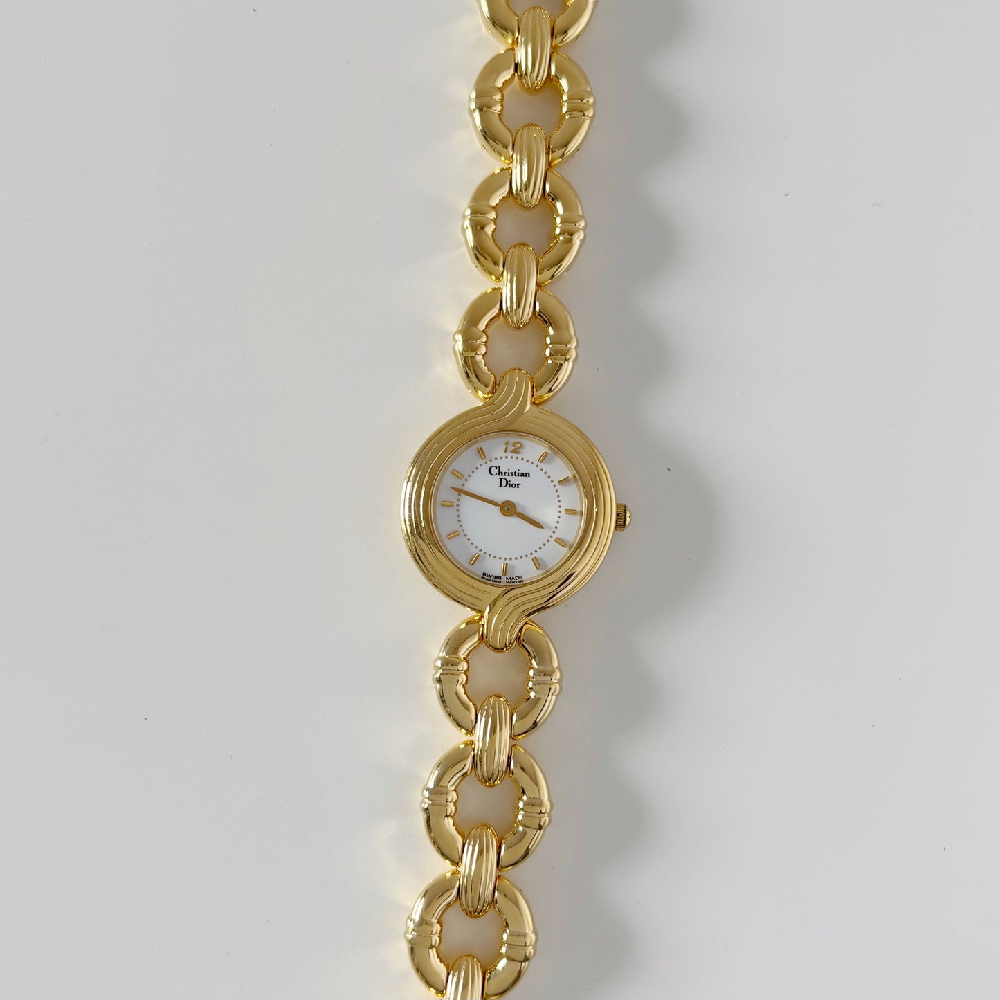 Dior 1990s Round Dial Gold Plated Watch