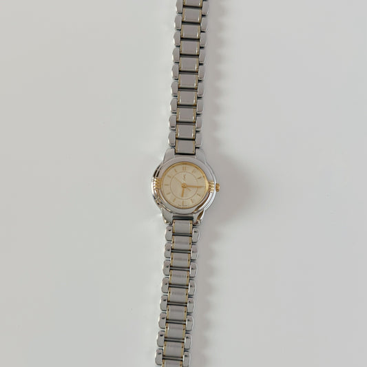 Yves Saint Laurent 1990s Round Dial Two-Tone Gold-Plated Watch