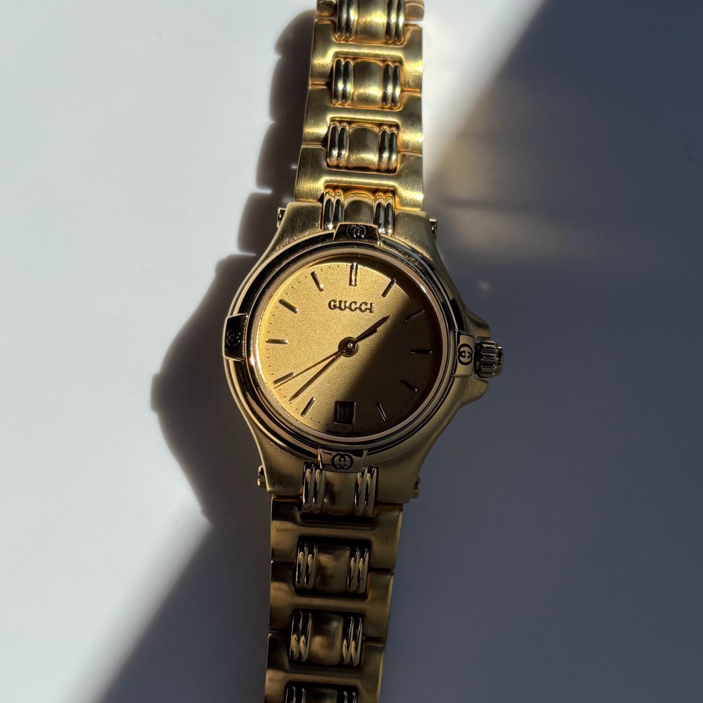 Gucci 1990s Date Gold Plated Watch