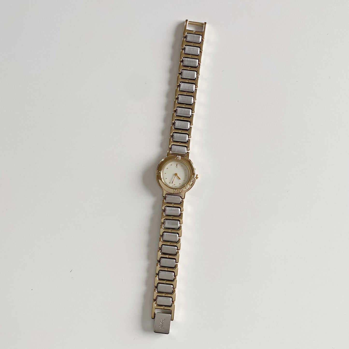 Yves Saint Laurent 1990s Round Dial Two Tone Watch