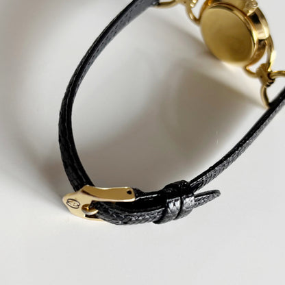 Gucci 1990s Gold Dial Gold Plated Horsebit Watch