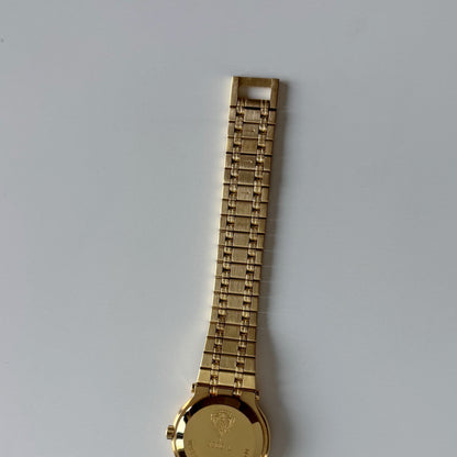 Gucci 1990s Cream Dial Date Gold Plated Watch
