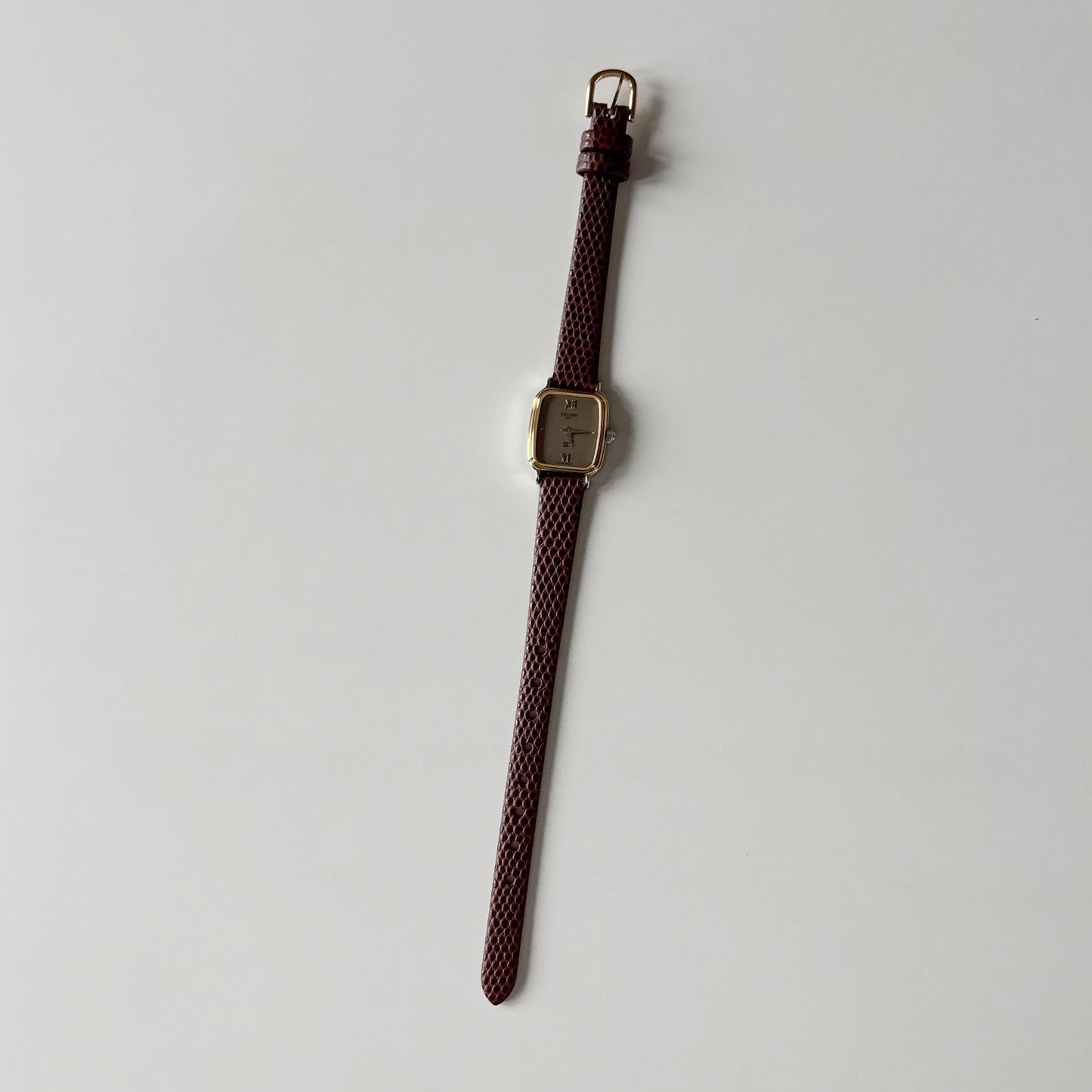 Celine 1980s Rectangular Dial Two Tone Watch