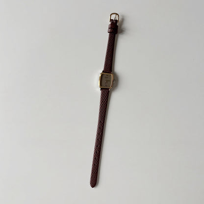 Celine 1980s Rectangular Dial Two Tone Watch