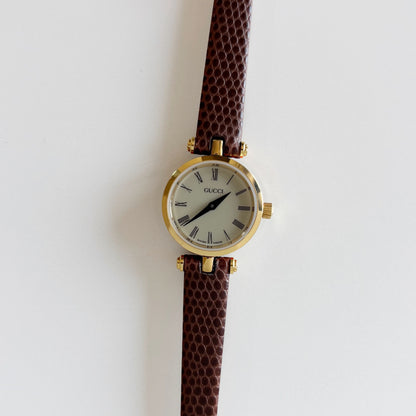 Gucci 1990s Round Dial Gold Plated Watch