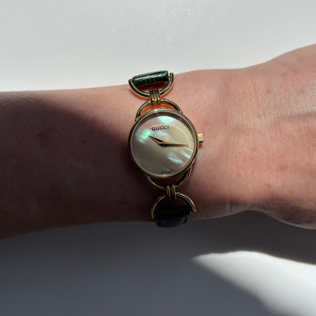Gucci 1990s Seashell Dial Horsebit Watch
