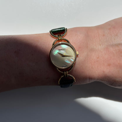Gucci 1990s Seashell Dial Horsebit Watch