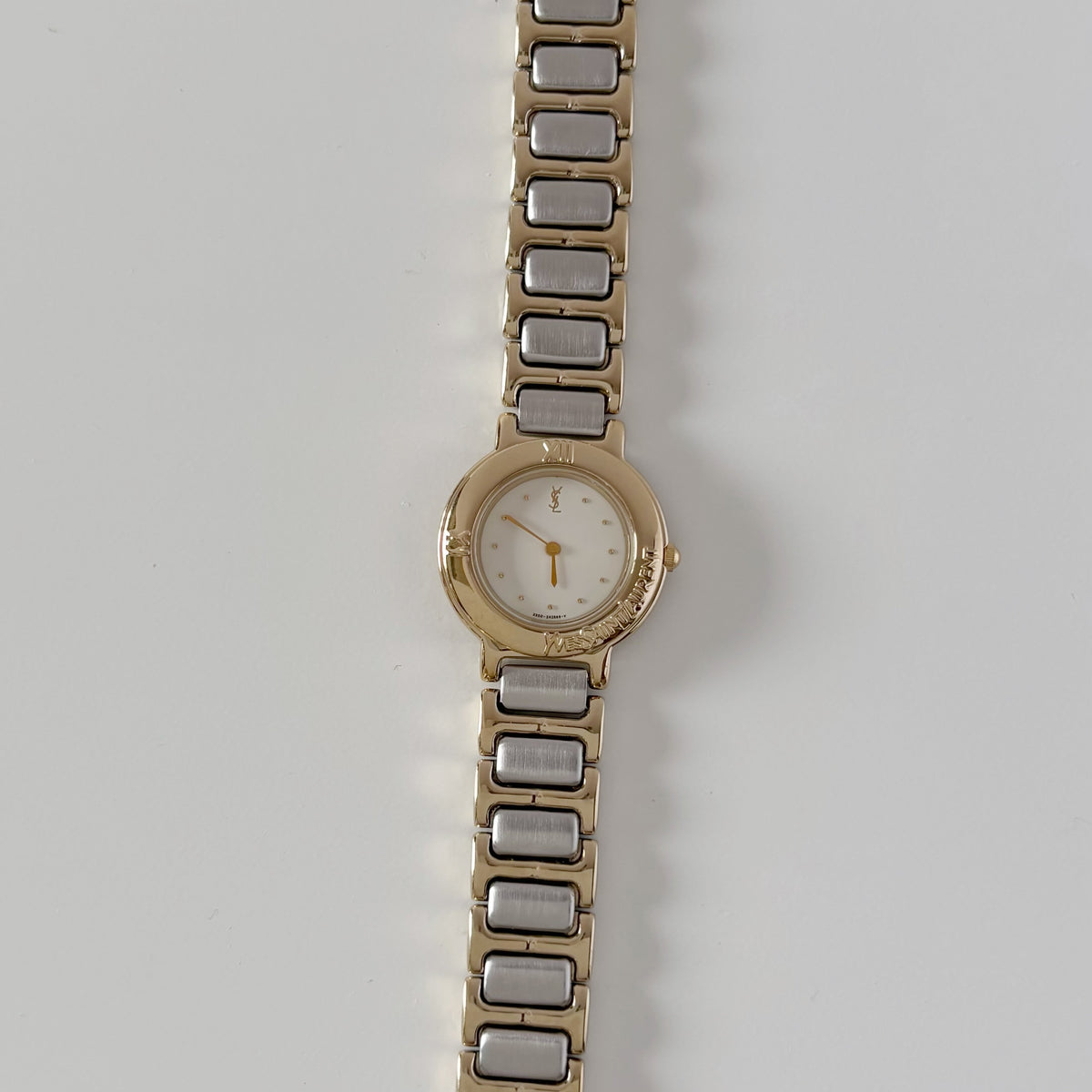 Yves Saint Laurent 1990s Round Dial Two Tone Gold Plated Watch