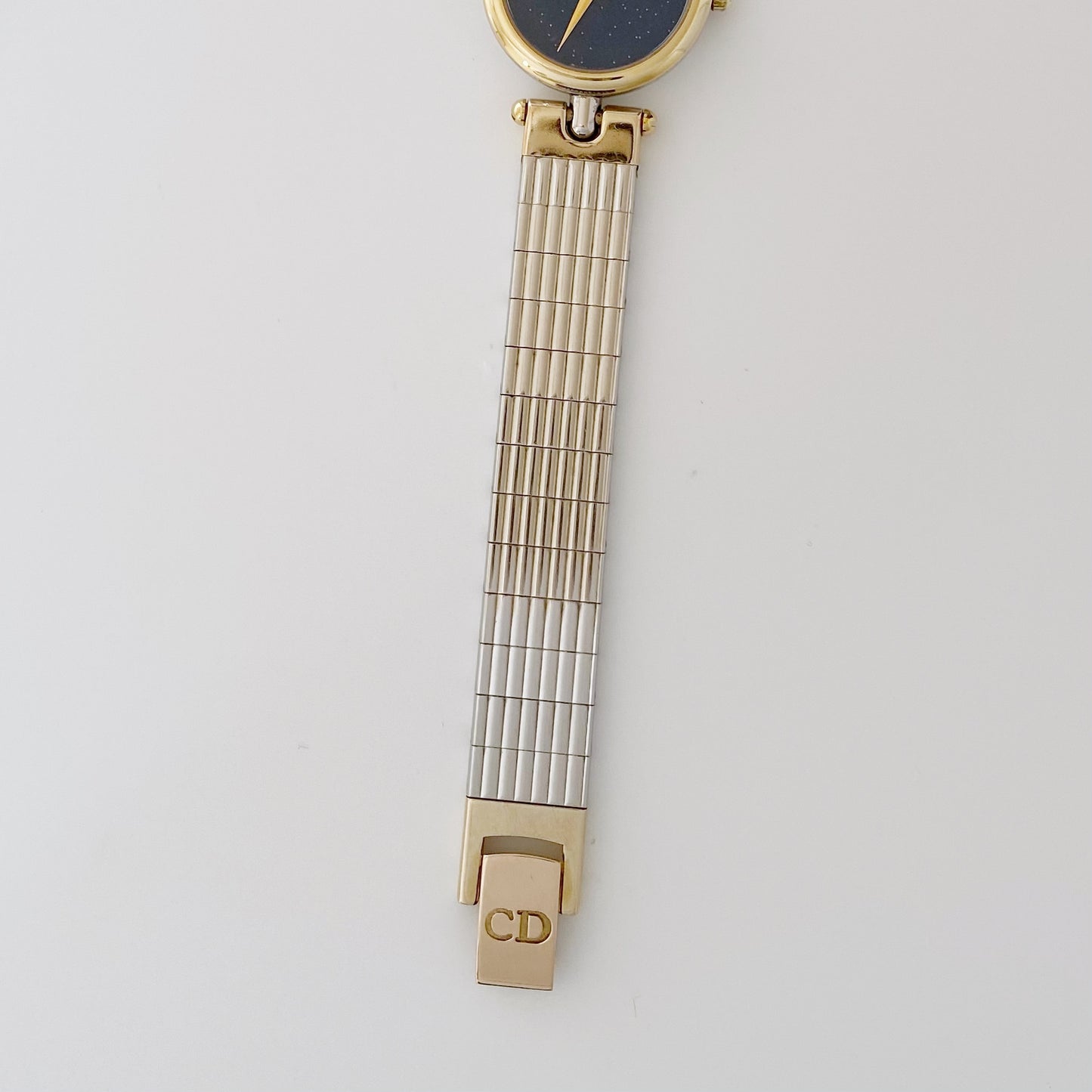 Dior 1990s Navy Dial Gold Plated Two Tone Watch
