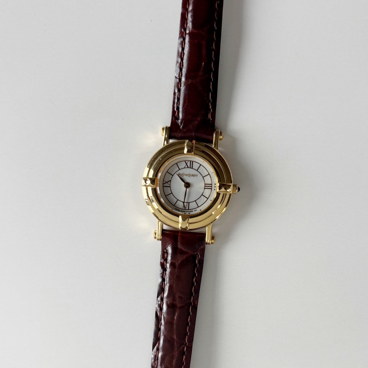 Yves Saint Laurent 1990s Round Dial Gold-Plated Watch