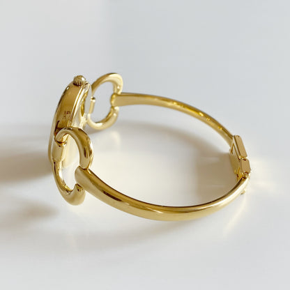 Gucci 1990s Seashell Dial Gold Plated Bangle Watch