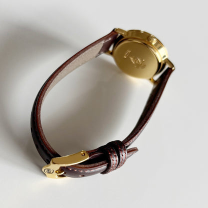 Gucci 1990s Sub Second Round Dial Gold Plated Watch