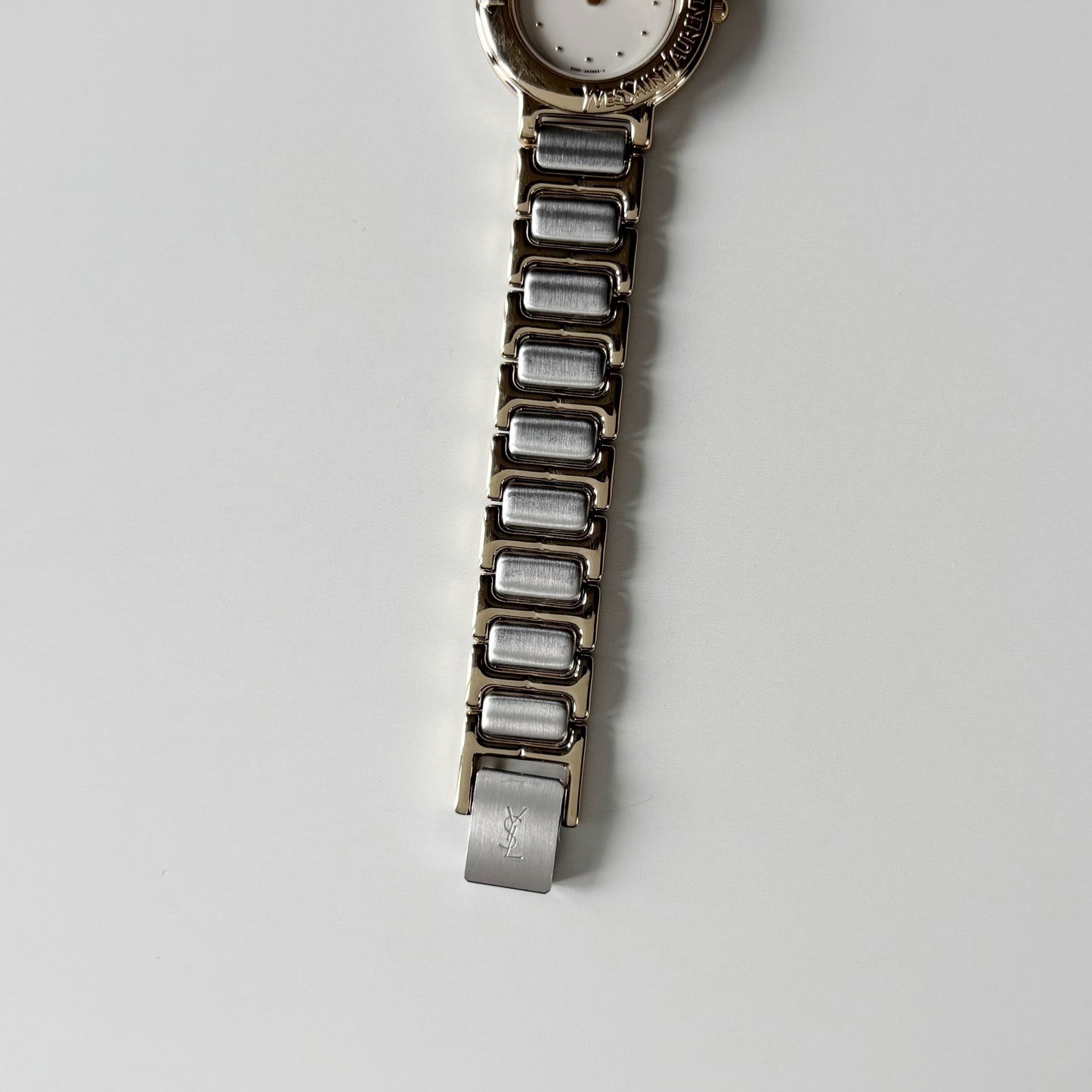 Yves Saint Laurent 1990s Round Dial Two Tone Gold Plated Watch