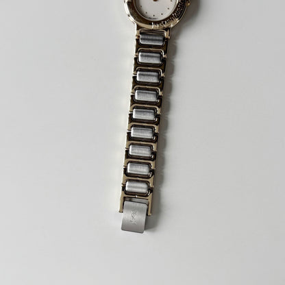 Yves Saint Laurent 1990s Round Dial Two Tone Gold Plated Watch