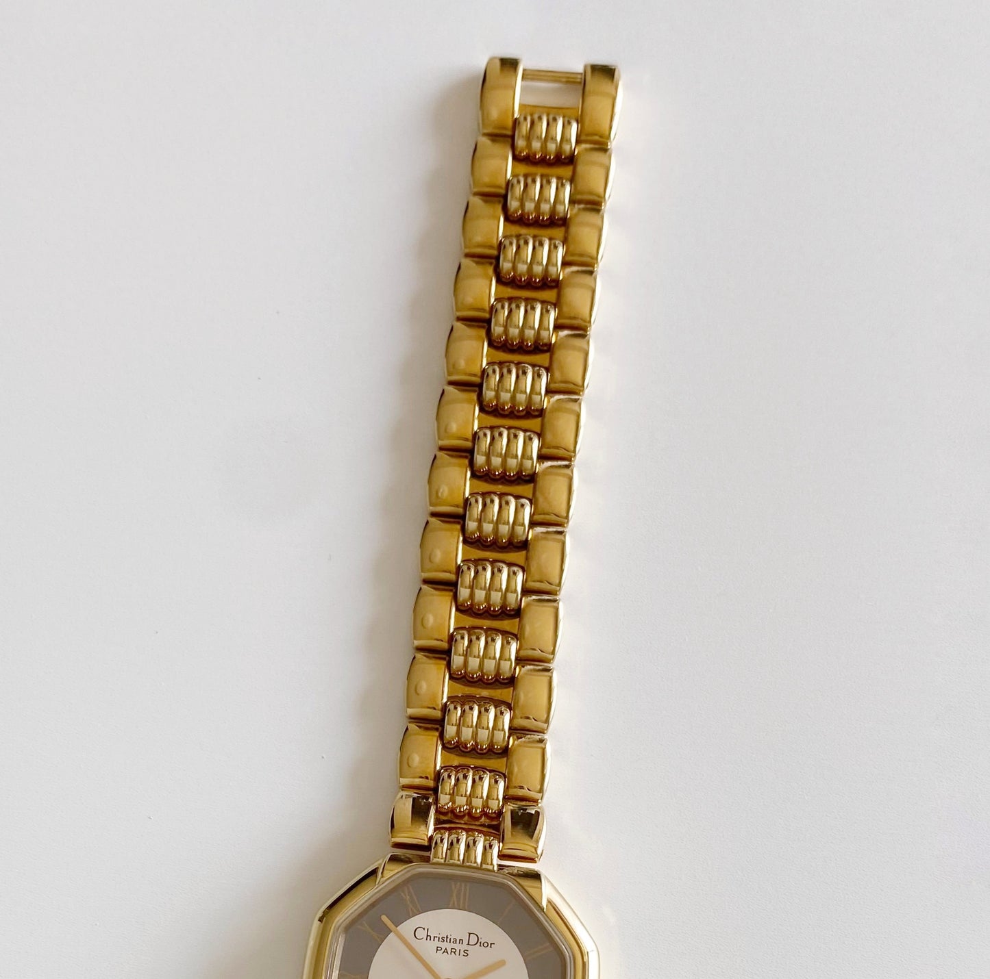 Dior 1990s Date Octagon Gold Plated Watch