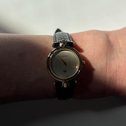 Gucci 1990s Round Dial Two Tone Watch