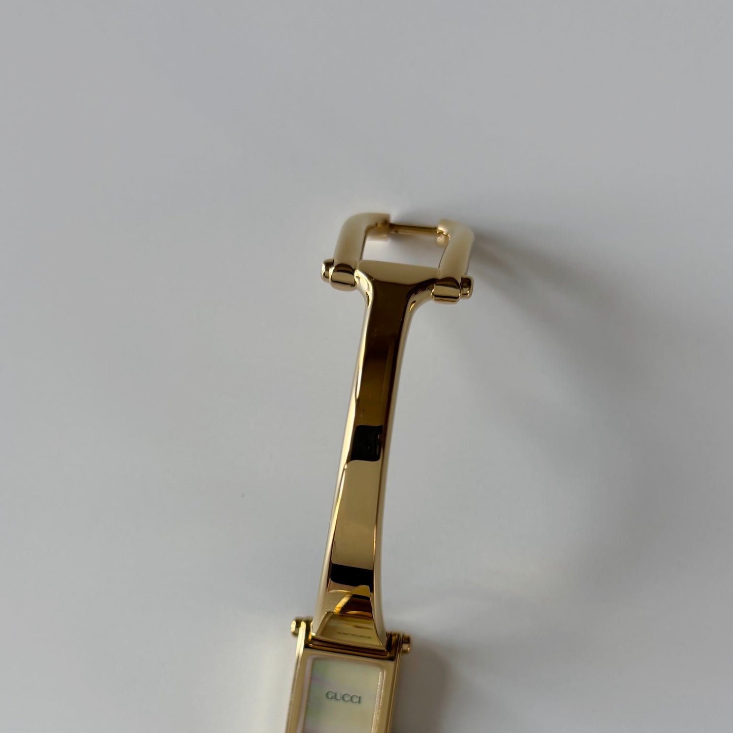 Gucci 1990s Seashell Dial Gold Plated Bangle Watch