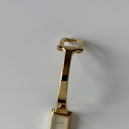 Gucci 1990s Seashell Dial Gold Plated Bangle Watch