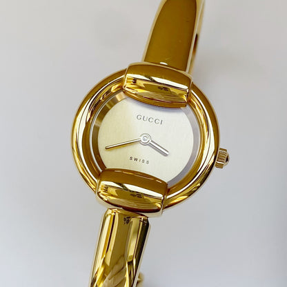 Gucci 1990s Gold Plated Bangle Watch