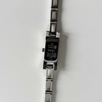 Gucci 1990s Black Dial Rectangular Stainless Steel Watch
