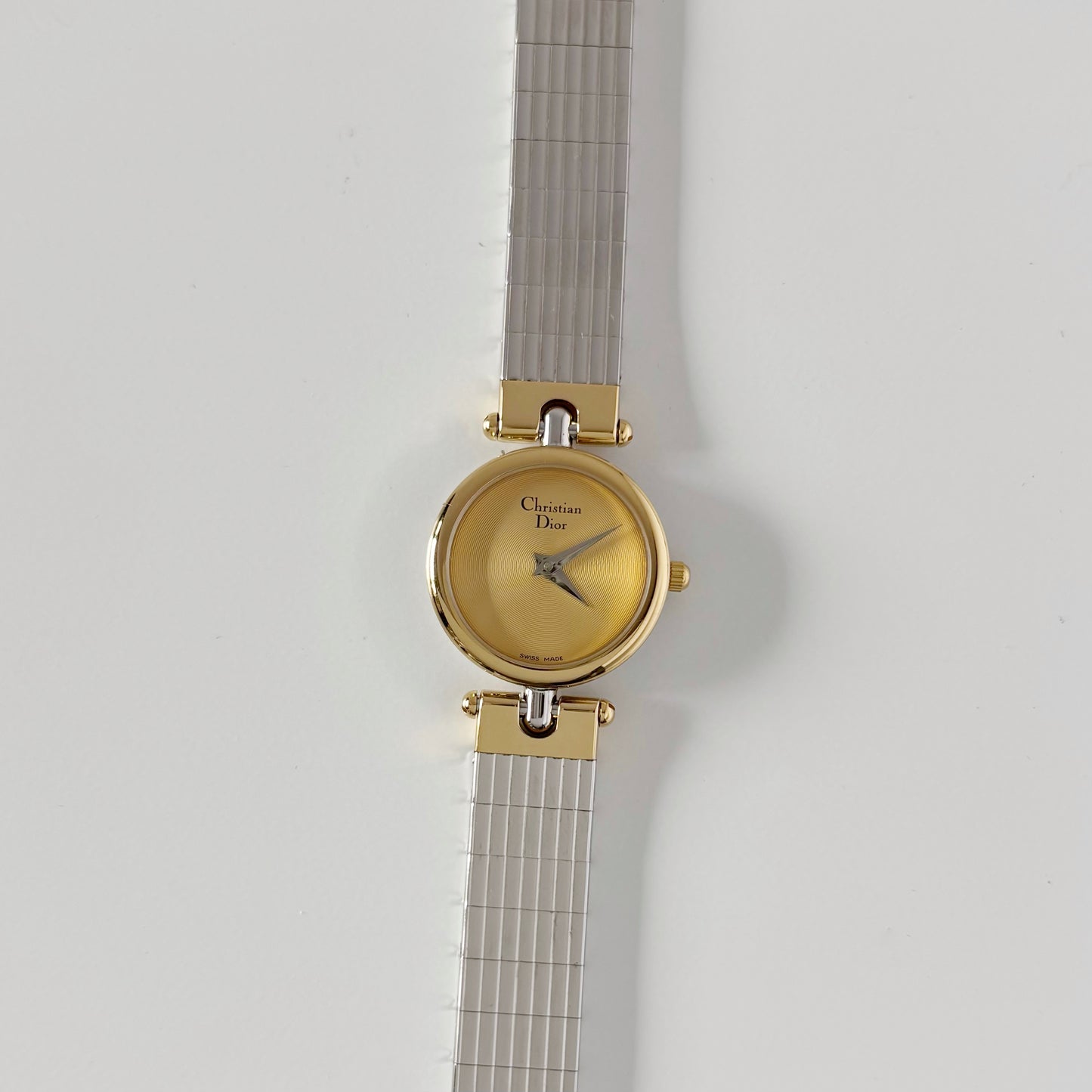 Dior 1990s Round Gold Dial Two Tone Watch