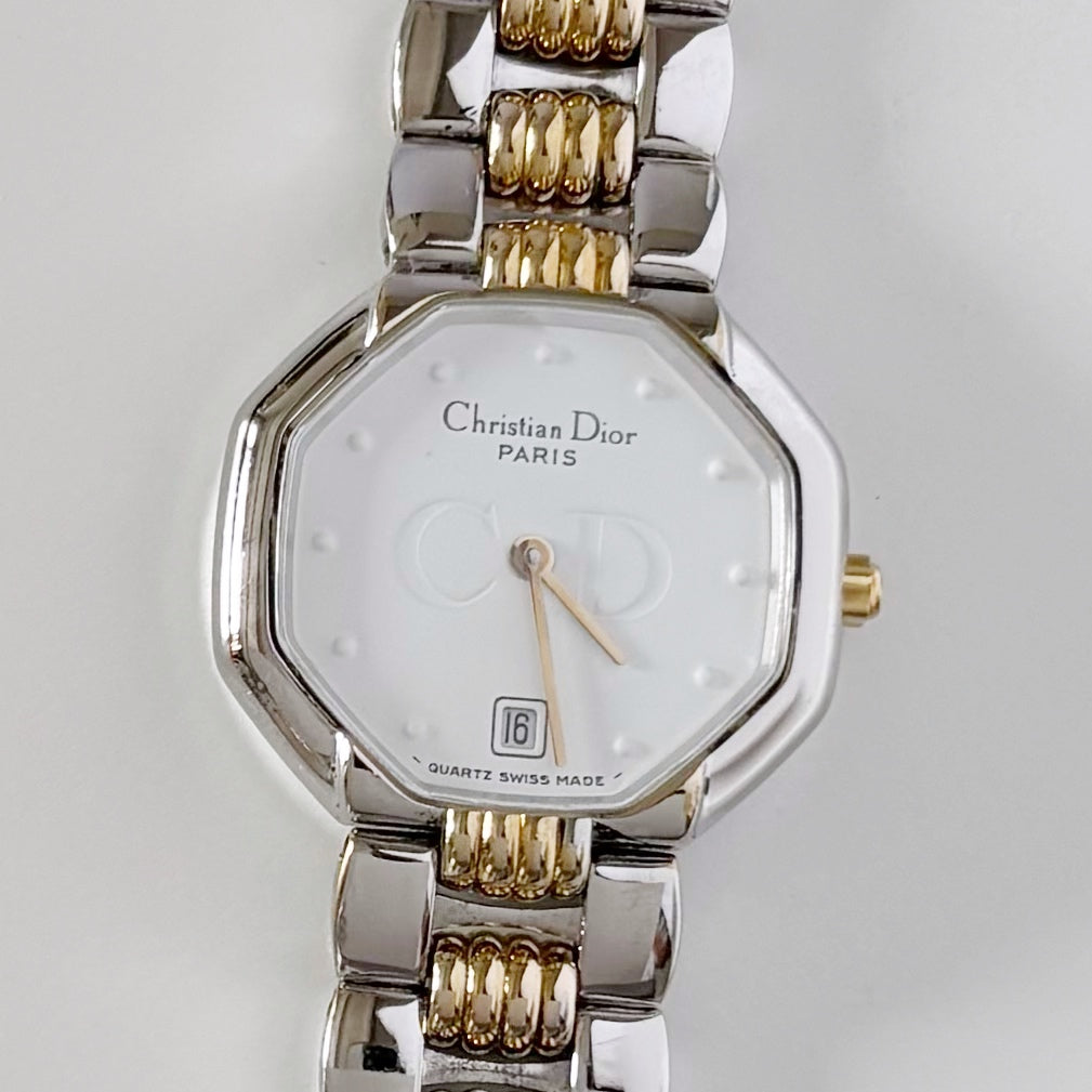 Dior 1990s Octagon Date Two Tone Watch