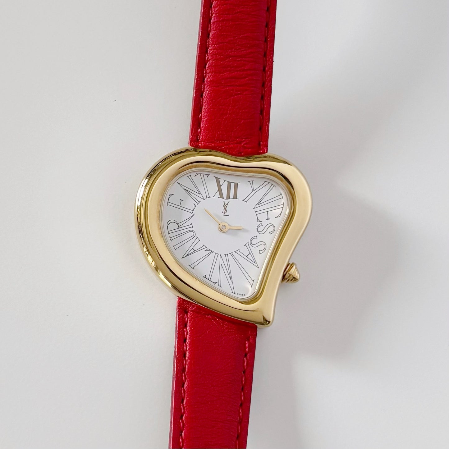 Yves Saint Laurent 1990s Heart Shaped Gold Plated Watch
