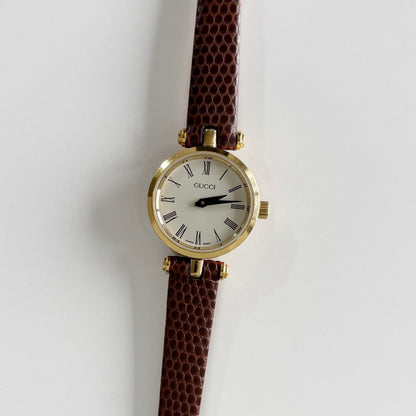 Gucci 1990s Round Dial Gold Plated Watch