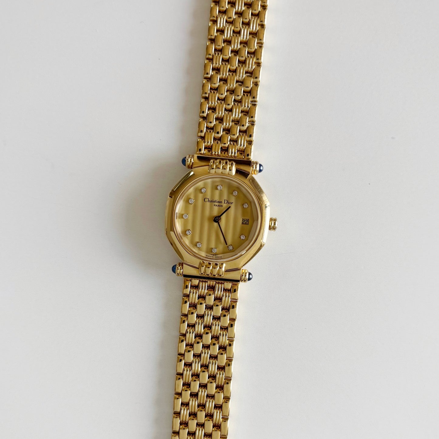 Dior 1990s Octagon Dial Gold Plated Watch