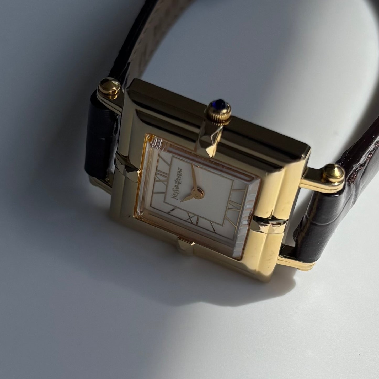 Yves Saint Laurent 1990s Square Dial Gold Plated Watch