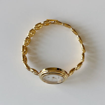 Gucci 1990s Interchangeable Bezel Gold Plated Rice Chain Watch with 6 bezels, case (160mm)