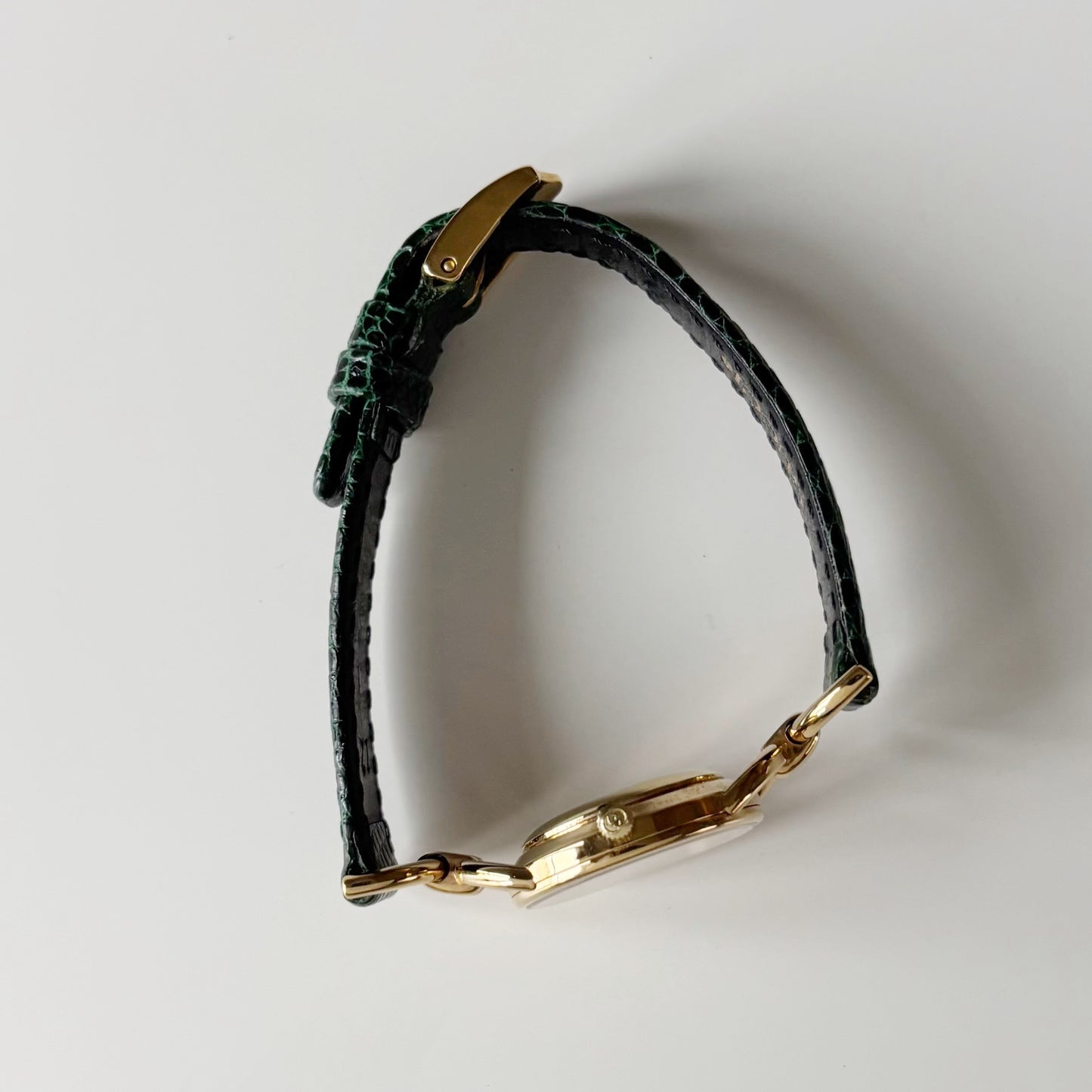 Gucci 1990s Seashell Dial Gold Plated Horsebit Watch