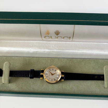 Gucci 1990s Round Dial Gold Plated Watch