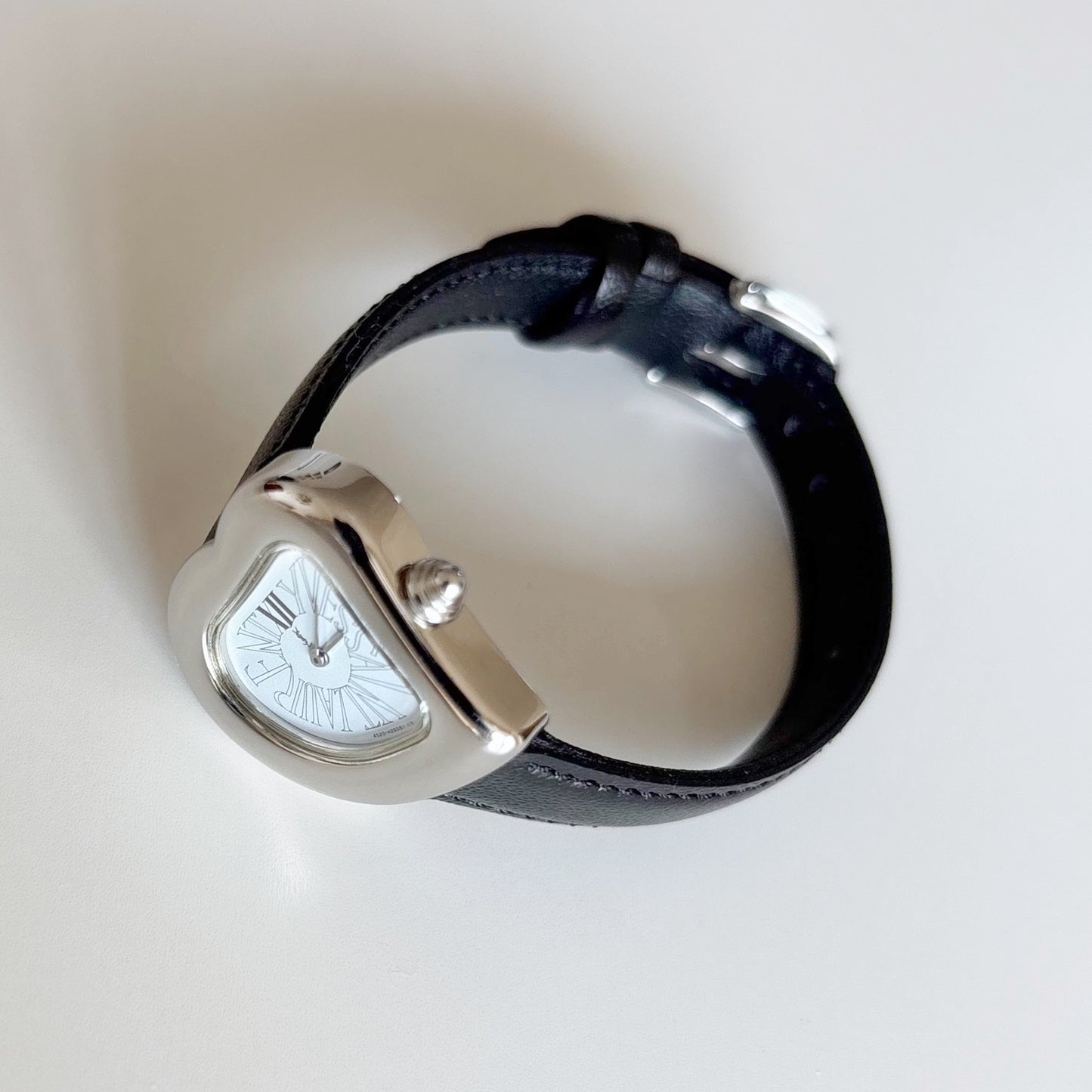 Yves Saint Laurent 1990s Heart Shaped Dial Silver Watch