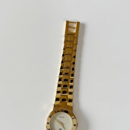 Gucci 1990s Round Dial Gold Plated Watch