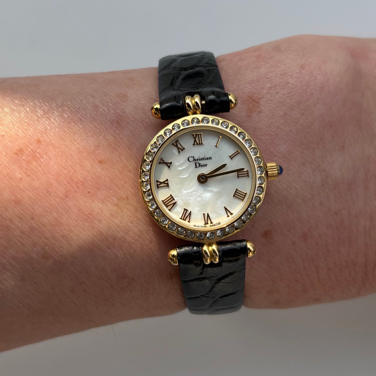 Dior 1990s Seashell Dial Gold Plated Watch