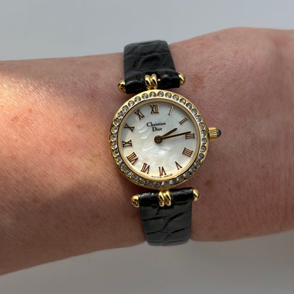 Dior 1990s Seashell Dial Gold Plated Watch