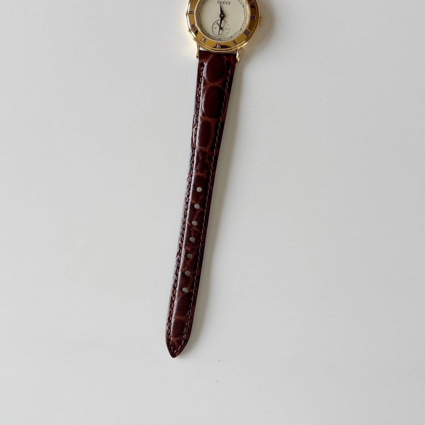 Gucci 1990s Sub second Round Dial Gold Plated Watch