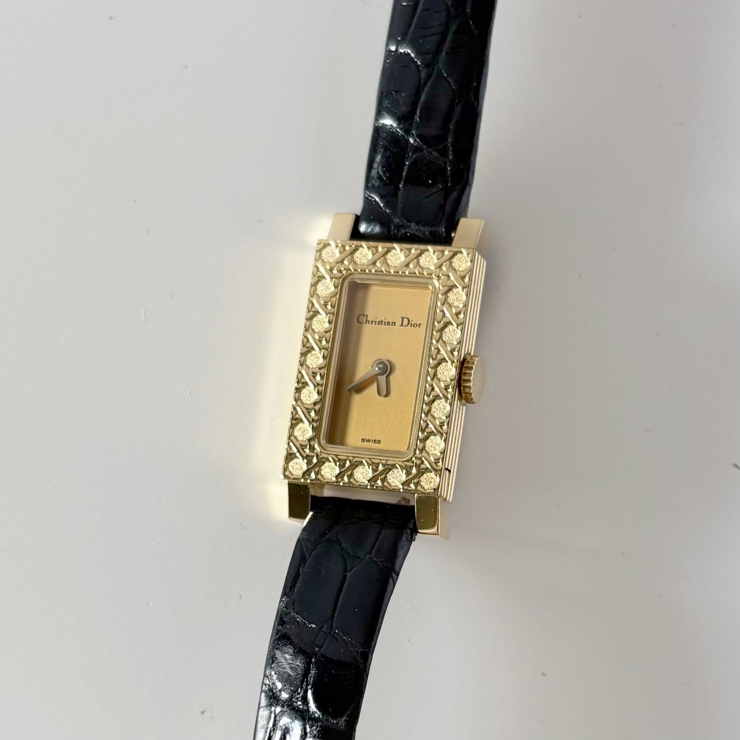 Dior 1990s La Parisienne  18K Solid Gold Case Tank Watch