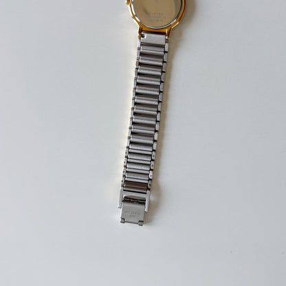 Yves Saint Laurent 1990s Round Dial Two Tone Gold Plated Watch