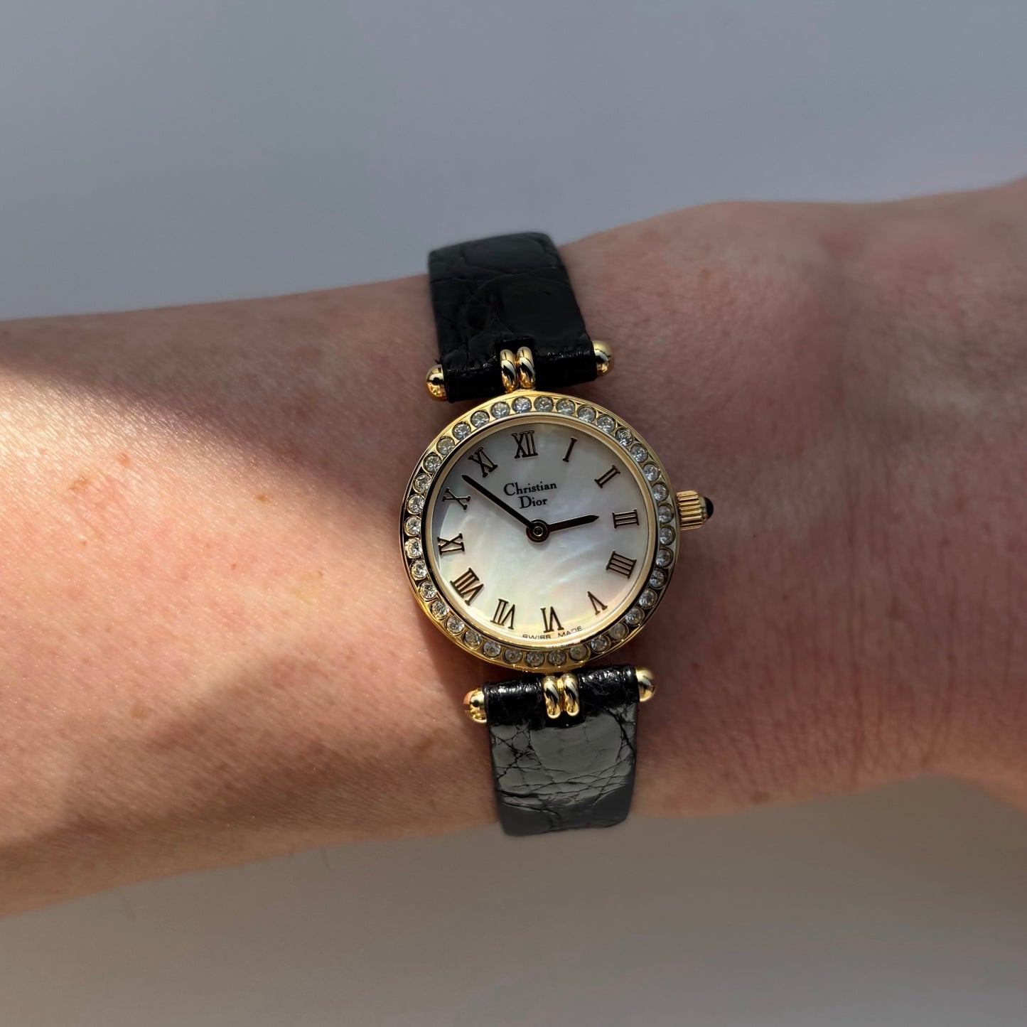 Dior 1990s Seashell Round Dial Gold Plated Watch