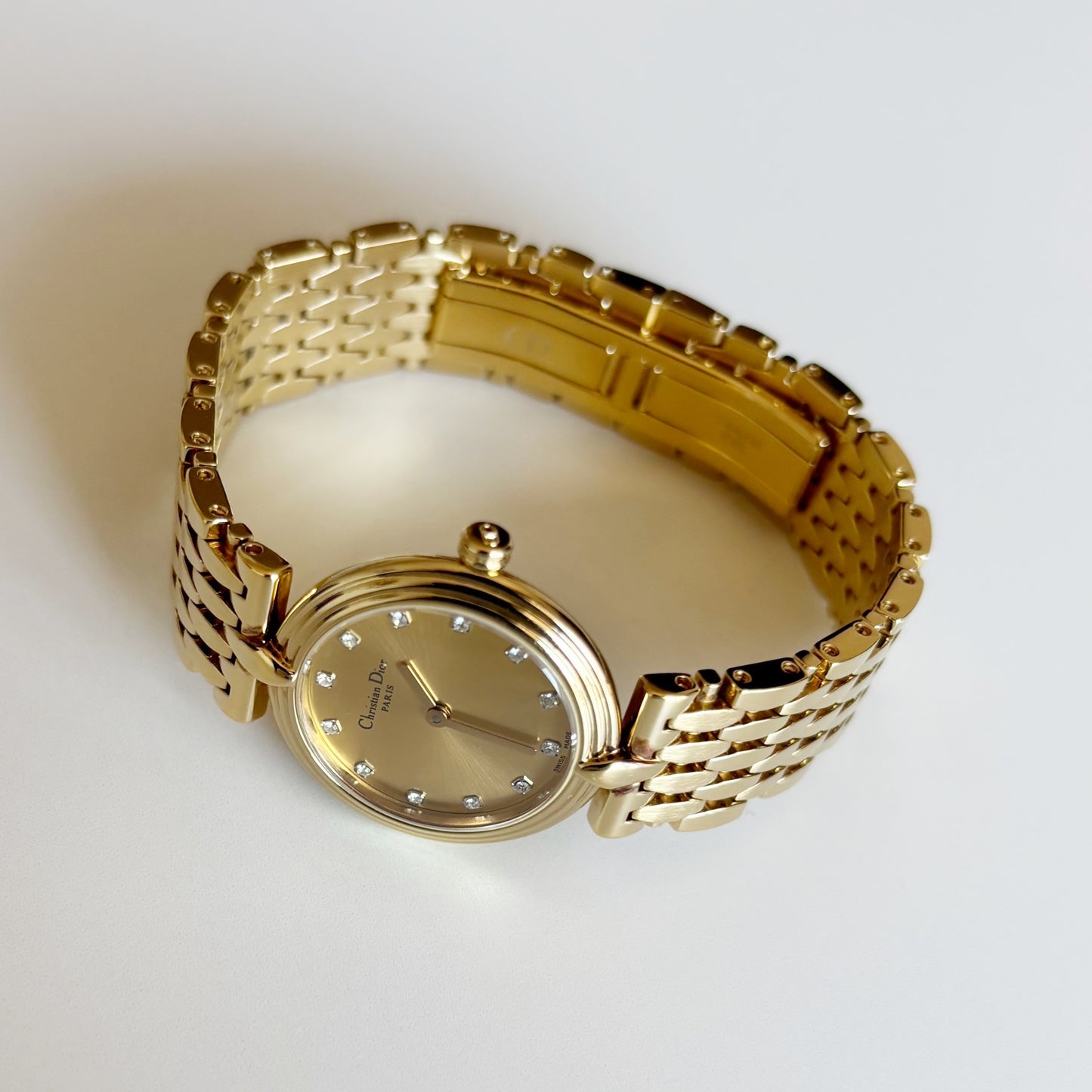 Dior 1990s Round Dial Gold Plated Watch