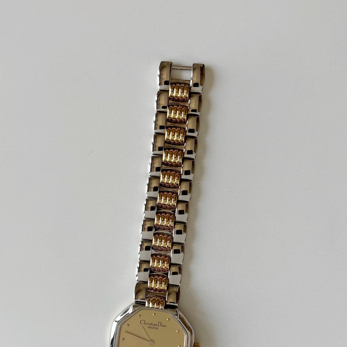 Dior 1990s Octagon Two Tone Gold Plated Watch