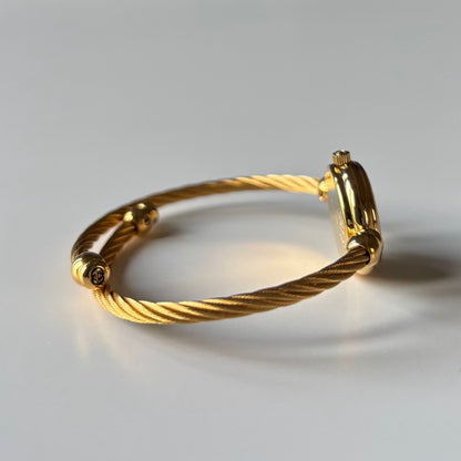 Gucci 1990s Seashell Dial Gold Plated Cable Bangle Watch