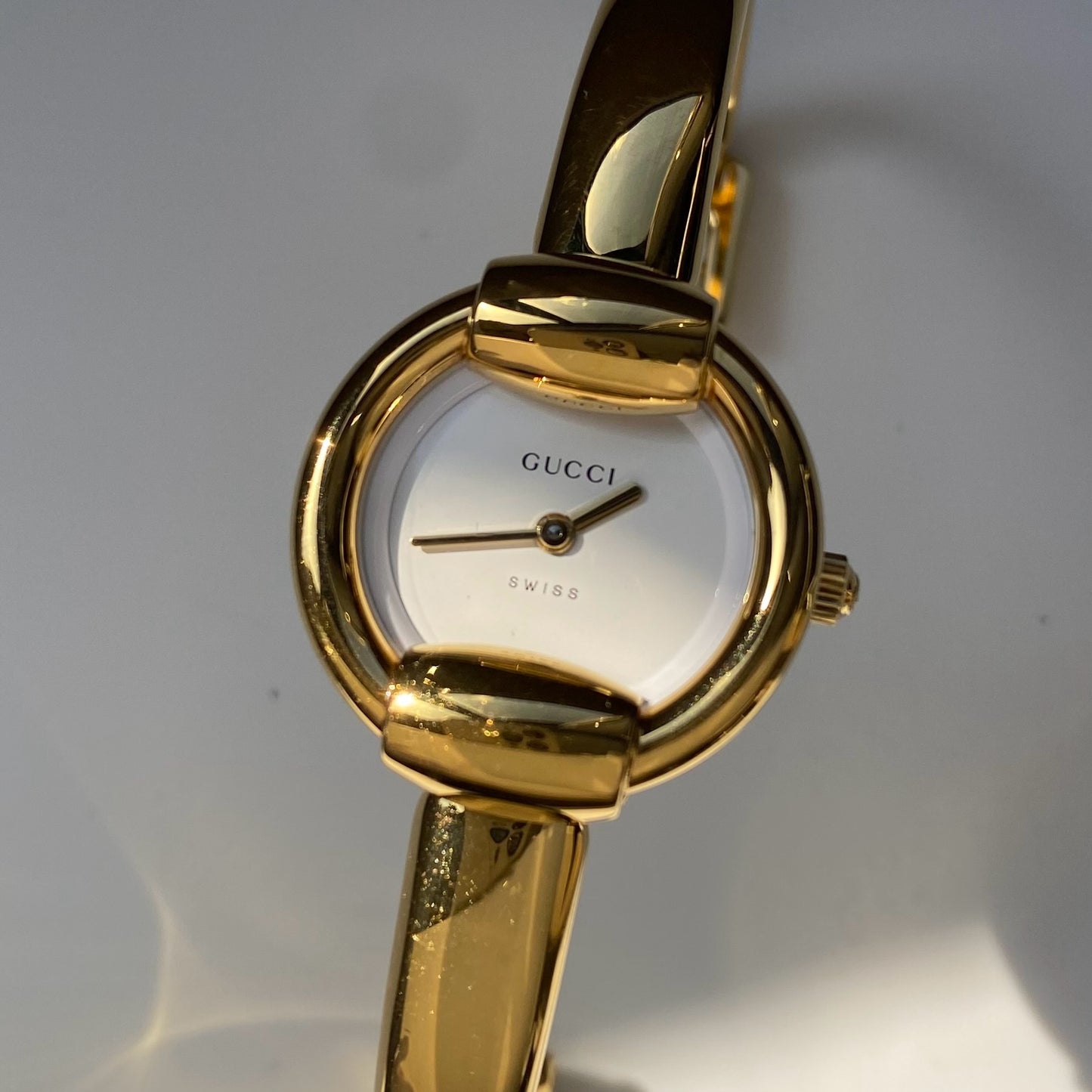 Gucci 1990s Gold Plated Bangle Watch (Small)